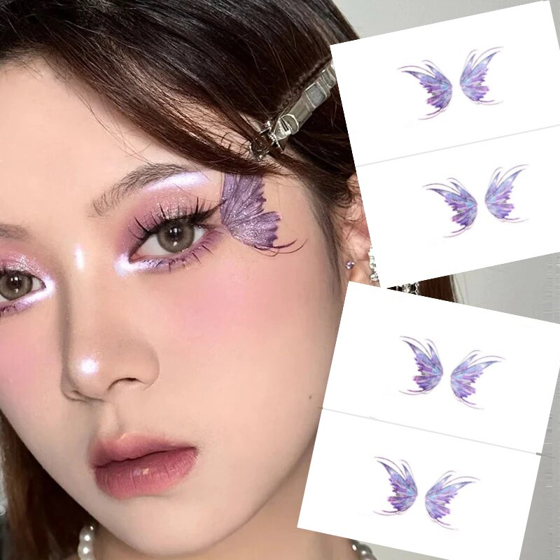 仙子妆美哭我~蝴蝶妆贴纸防水脸部珍珠水钻音乐节舞台妆创意表演