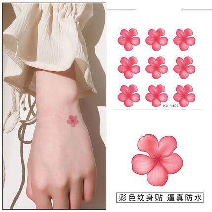 樱花纹身贴防水女古风桃花性感锁骨粉色少女花朵持久樱花刺青贴纸