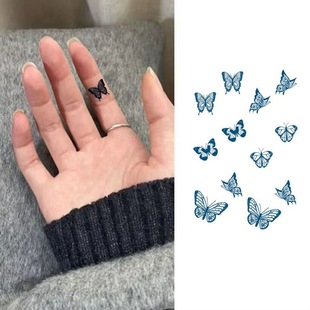 草本手指蝴蝶纹身贴防水女持久洗不掉不反光仿真手臂半永久果汁