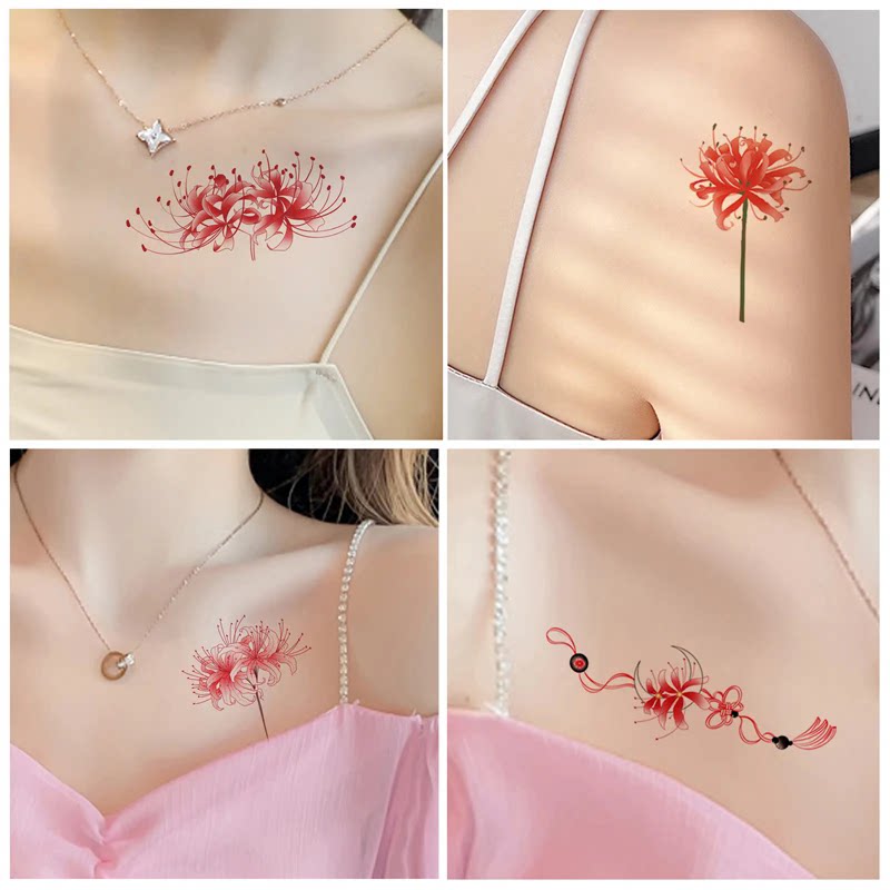 【一份30张】彼岸花纹身贴纸纹身防水持久胸前手臂贴画防水持久