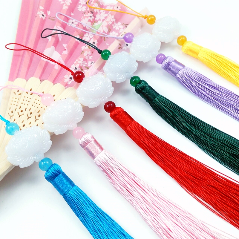 白玉莲花流苏穗子复古汉服流苏挂穗中国风挂坠diy材料扇坠宫廷风