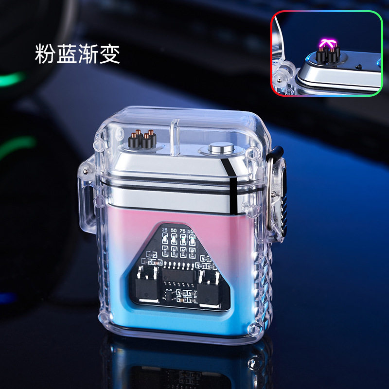 透明防水脉冲打火机Type-c插口创意个性电子充电快充防风点烟器