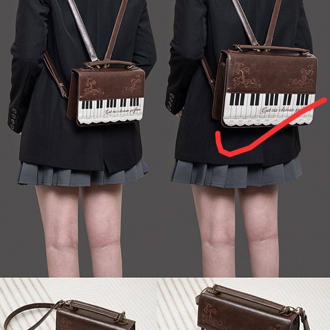 thumbnail for Retro Literary JK Uniform Bag Piano Lace Shoulder Crossbody Bag Simple Texture Briefcase Mini Mobile Phone Bag