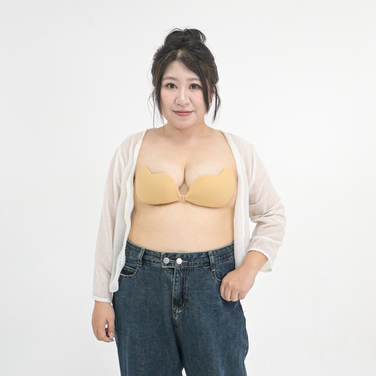 自在内衣硅胶隐形胸贴女聚拢防凸点乳贴婚纱用显大无肩带内衣