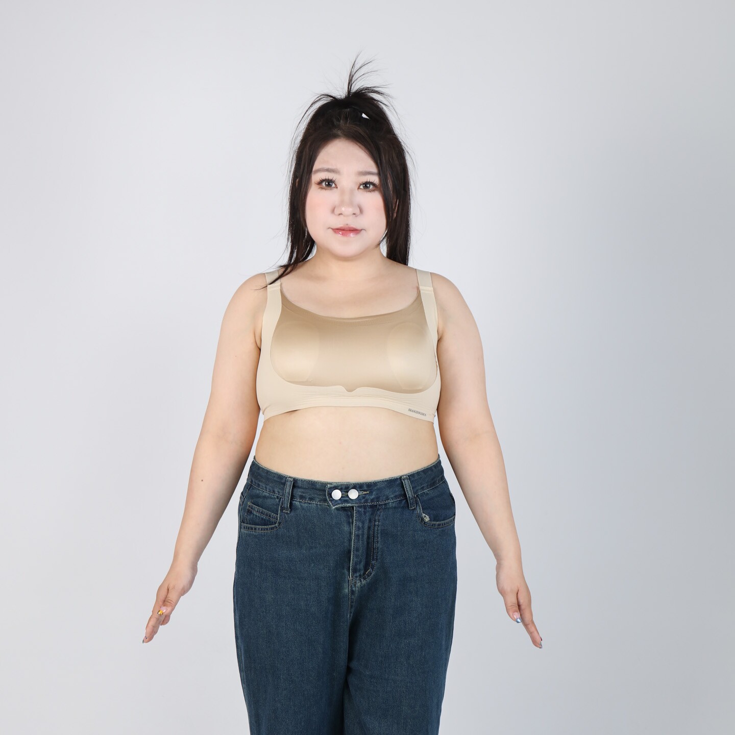 自在大码微胖大胸显小兔耳杯文胸女聚拢收副乳防下垂无钢圈内衣