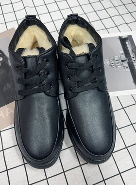 外牛皮内里羊皮毛一体皮鞋 爸爸款