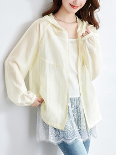 连帽开衫 户外穿搭薄款 上衣 新款 天丝云纱泡芙防晒外套女2025夏季