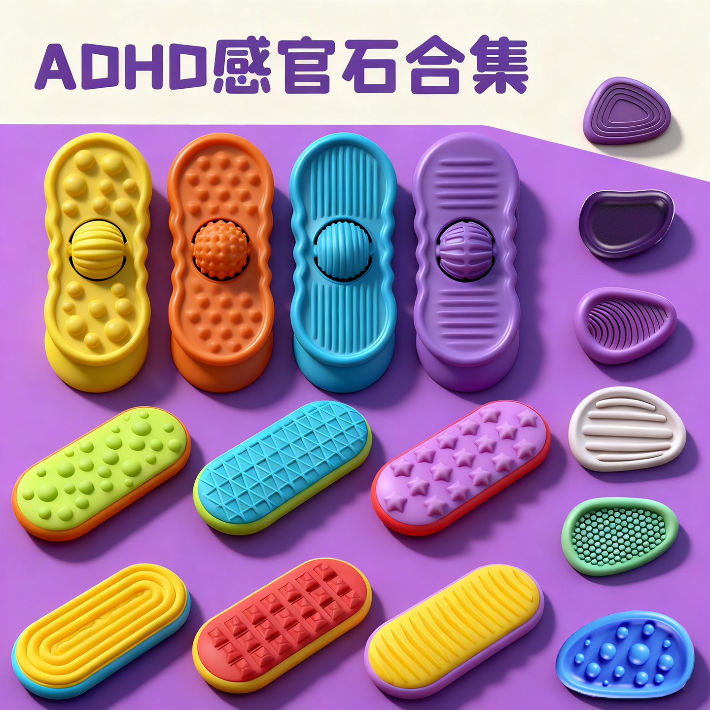 新款【人界猫抓板】滚珠推牌感官石ADHD专注力训练捏捏乐解闷玩具