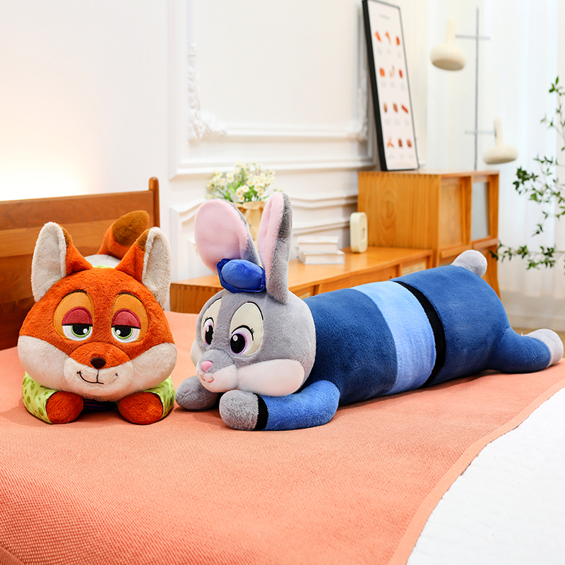 趴姿兔子长条睡觉抱枕狐狸玩偶