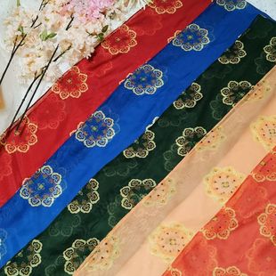 敦煌唐风团花印花汉服披帛女舞蹈飘带披肩丝巾多色包邮现货