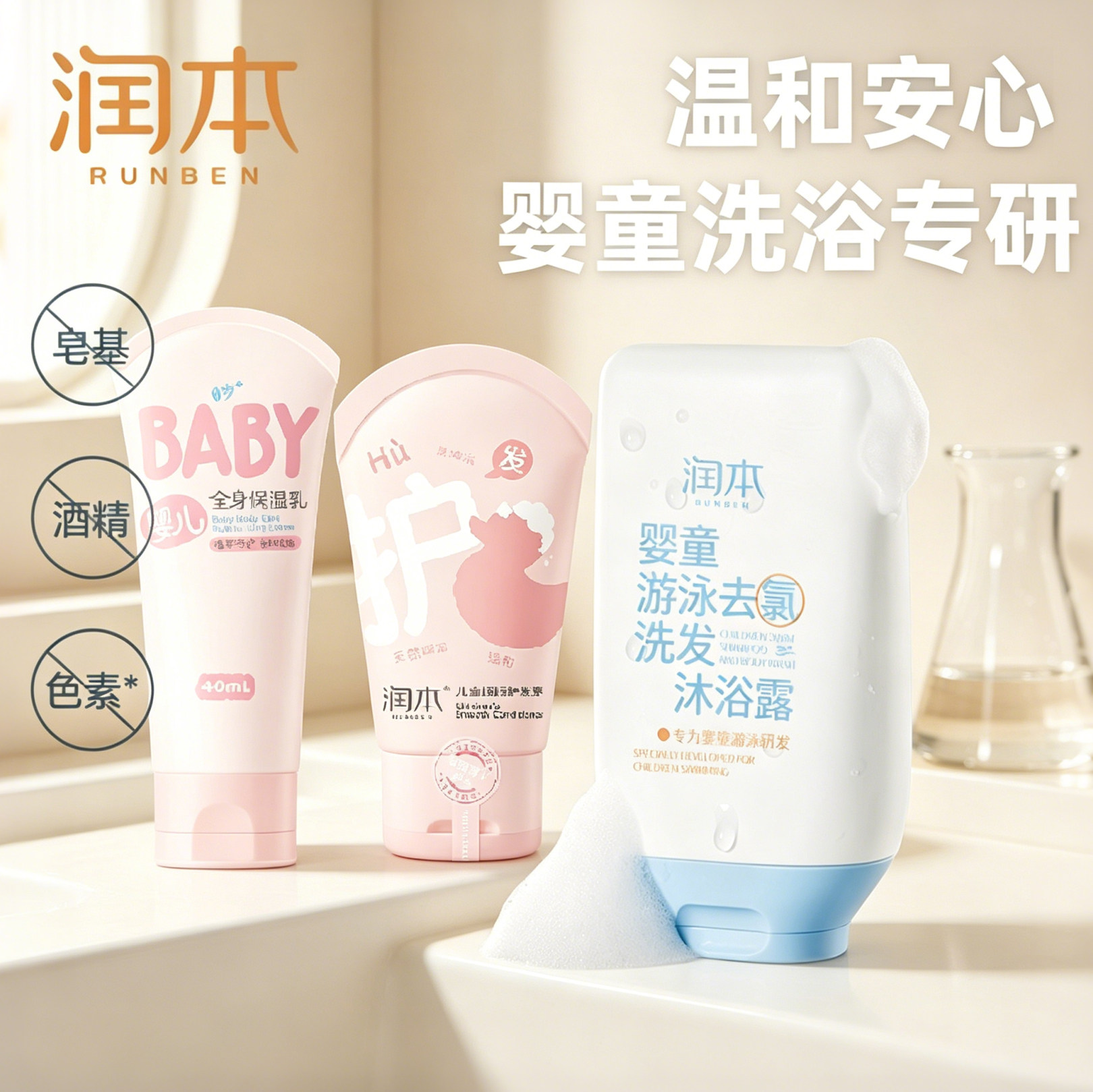 润本游泳专用去氯洗发沐浴露洗发水洁面沐浴液除氯男女童洗护正品