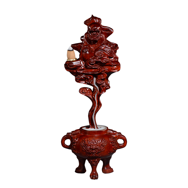 血檀木一聞千悟達(dá)摩倒流檀香爐創(chuàng)意實(shí)木家用室內(nèi)禪意茶道香爐擺件