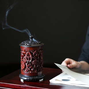 印度小叶紫檀手作大号八宝檀香炉家用室内沉香熏香炉高端香炉定制