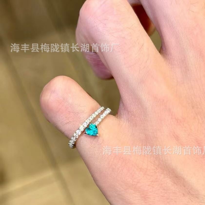 清冷简约帕拉伊巴爱心尾戒女轻奢小众设计精致百搭气质通勤