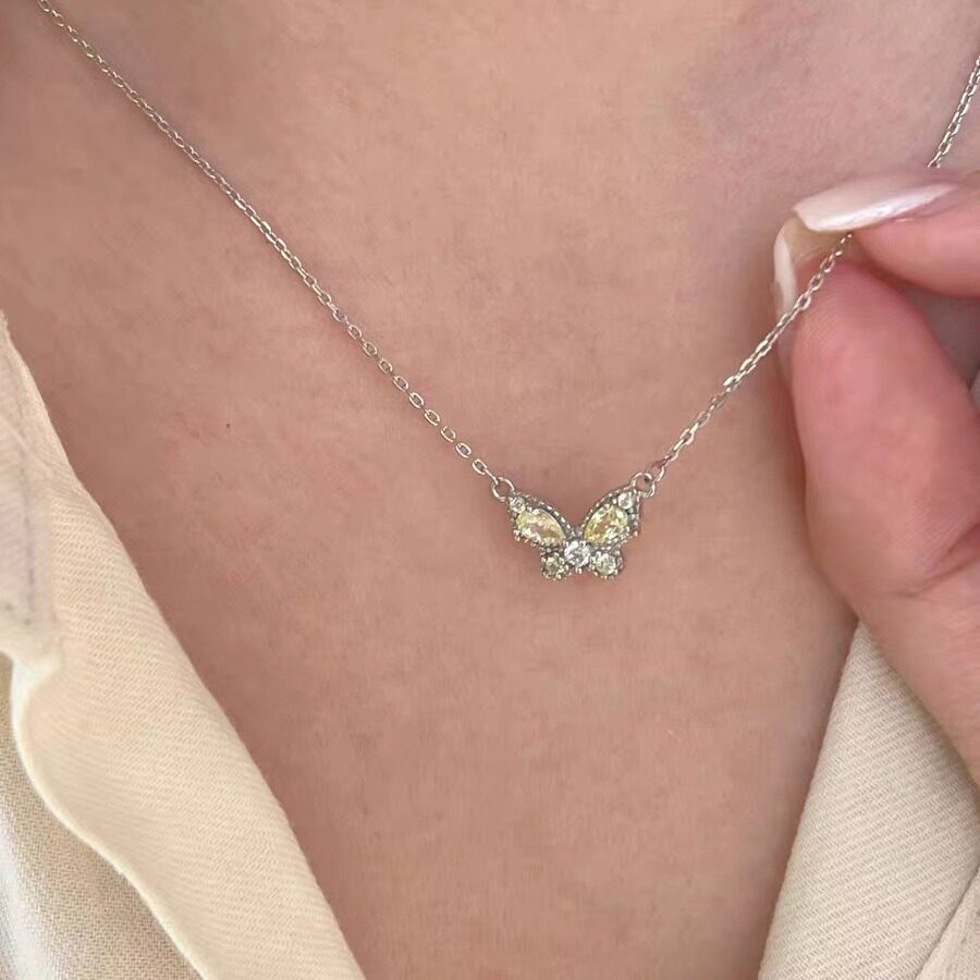 镂空蝴蝶项链女微镶锆石超仙大气ins潮网红立体蝴蝶锁骨链配饰品