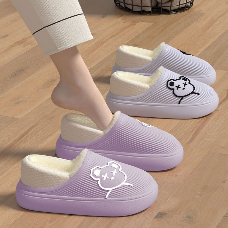 新款包跟棉拖鞋女士冬季情侣居家外穿防滑防水加绒保暖棉鞋男