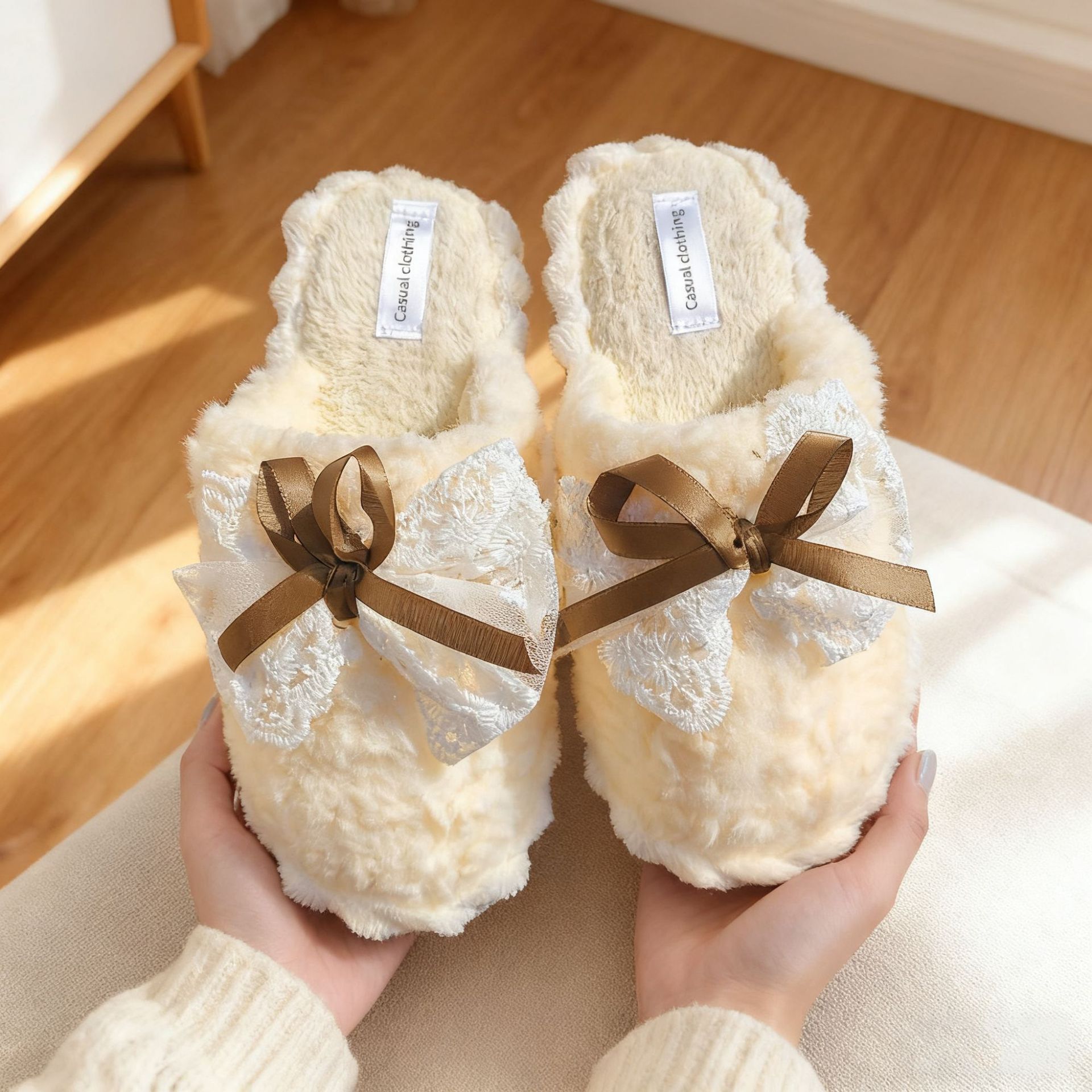 棉拖鞋女秋冬季新款室内家居保暖居家用结毛毛绒拖鞋