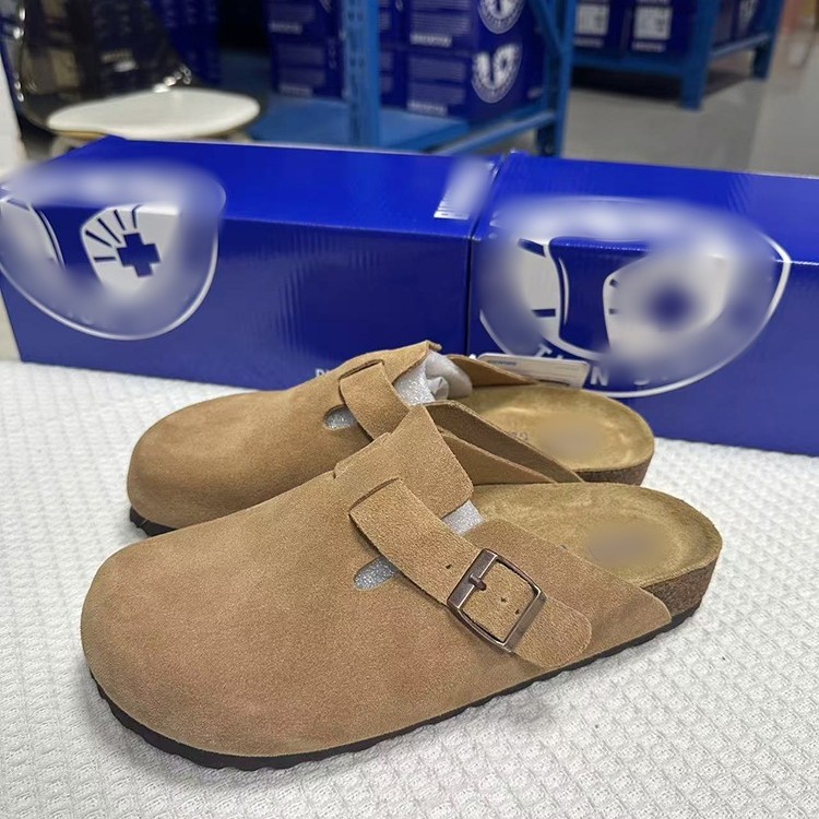 现货勃肯鞋全牛皮男女同款软木鞋底半包厚底拖鞋凉鞋博肯鞋