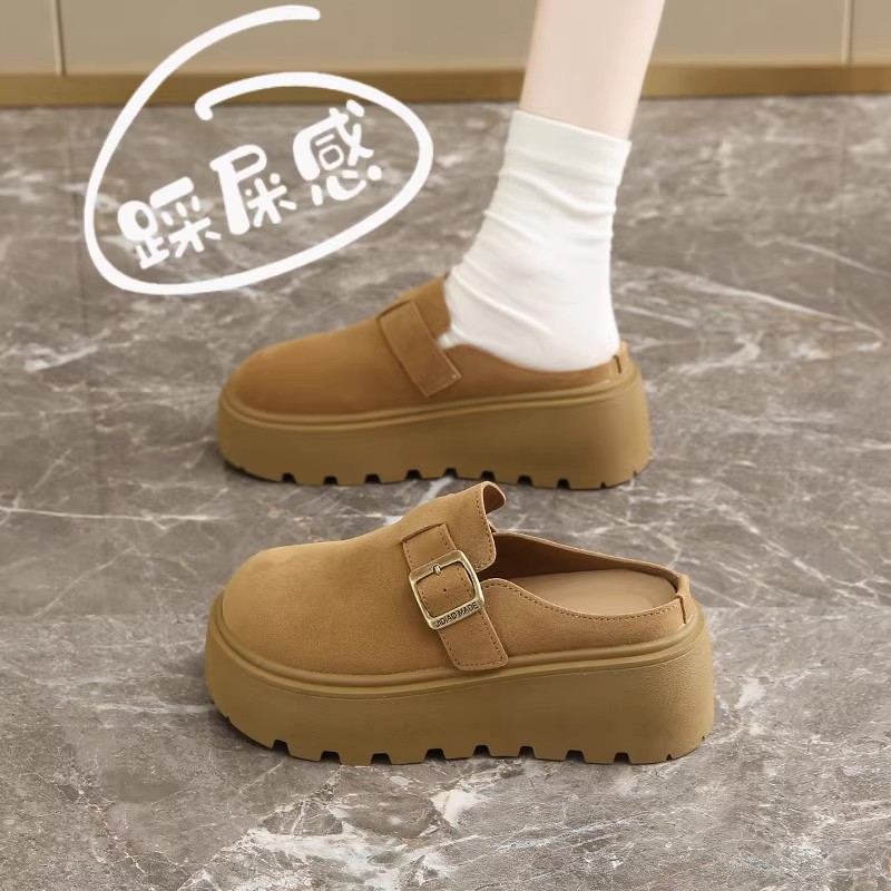 松糕厚底增高勃肯鞋女包头半拖鞋外穿新款春秋小个子博肯单鞋