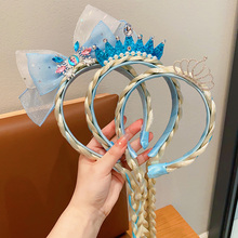 儿童艾莎皇冠假发辫子发箍女童冰雪奇缘头箍生日发卡爱莎公主头饰