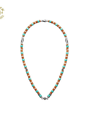 Arthur.K 天照系列 晴川 0.6松石橄榄项链复古串珠颈链银色配饰