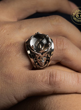 Arthur.k复古骷髅水晶石男戒
