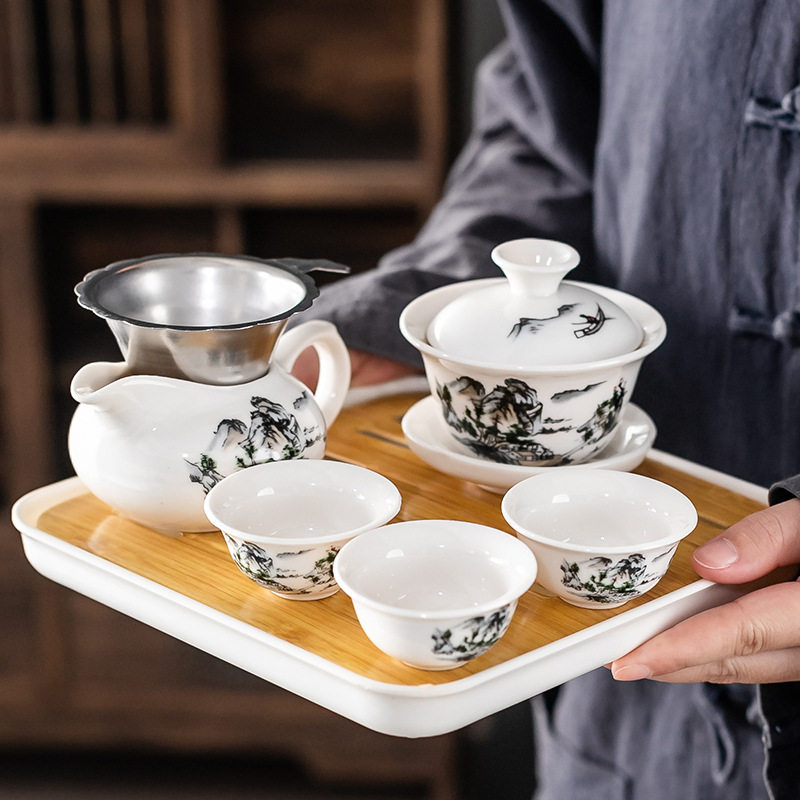 家用功夫茶具盖碗小套装