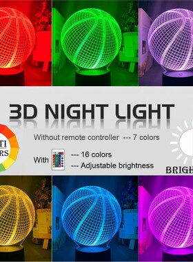 3d Illusion Night Lamp Basketball Ball Hologram Acrylic Nigh