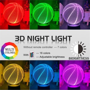 3d Illusion Night Lamp Basketball Ball Hologram Acrylic Nigh