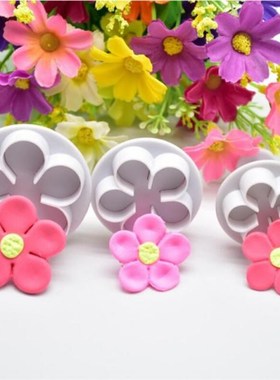 3Pcs/LOT DIY Blossom Flower Cookie Cutter Plunger Cake Fonda