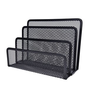 Peerless Black Metal Mesh Bookend Anti-skid Shelf Book Case