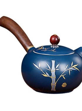 Ceramic Puer Teapot With Wooden Side Handle Porcelain Chines