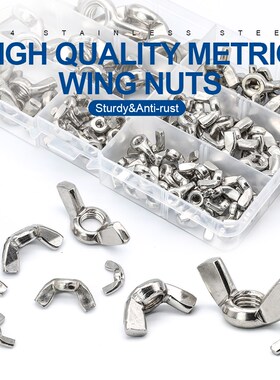 98pcs Wing Nut assortment kit M3 M4 M5 M6 M8 M10 M12 Stainle