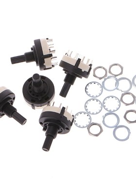 5 Pcs 4P3T 4 Pole 3 Position 6mm Shaft Diameter Band Selecto