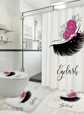 Miracille 4Pcs/Set Eyelashes Anti Slip Bathroom Rugs Set Wat