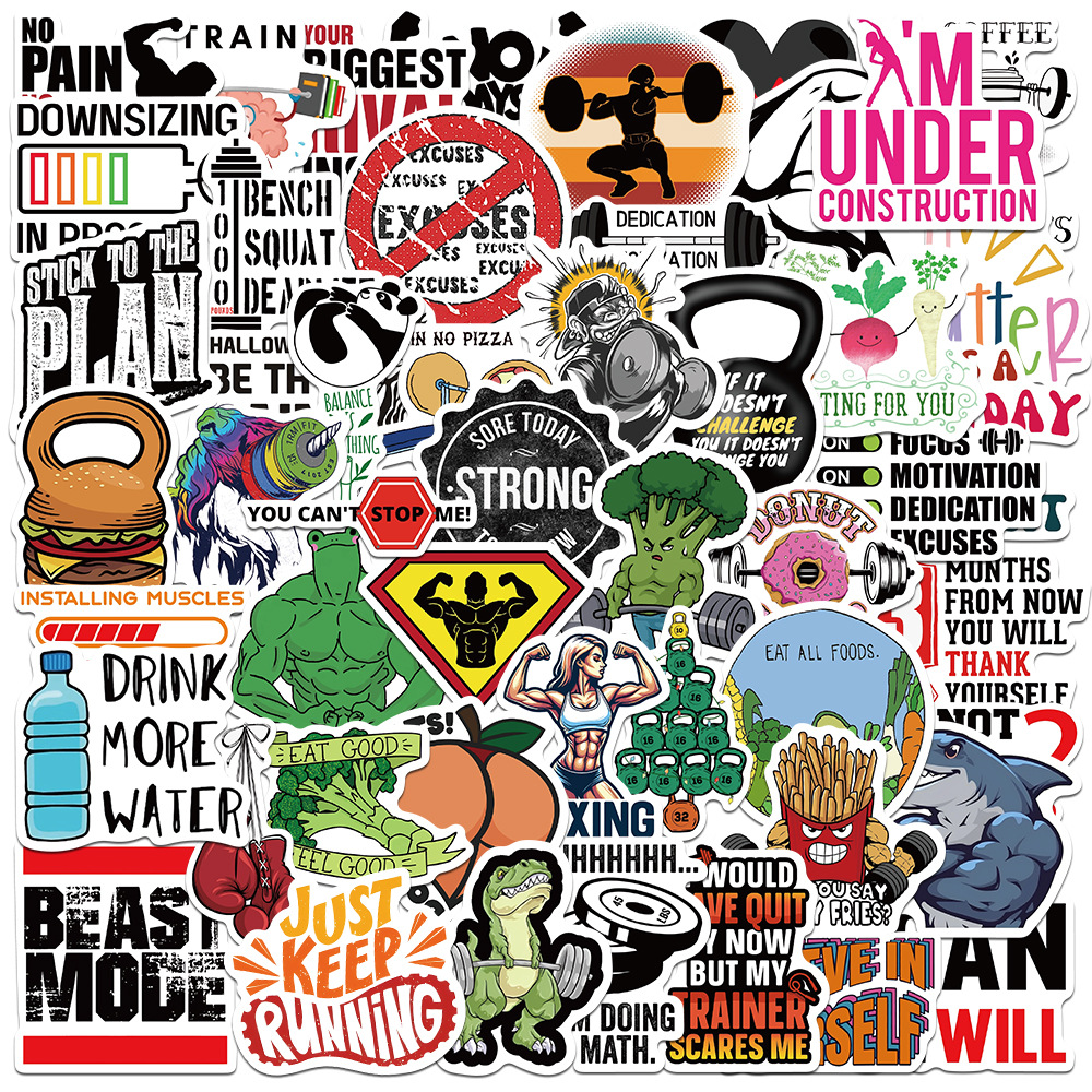 300张欧美健身房文化励志贴纸