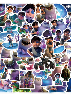 50张elio地球特派员卡通涂鸦贴纸笔记本手账滑板行李箱DIY贴防水