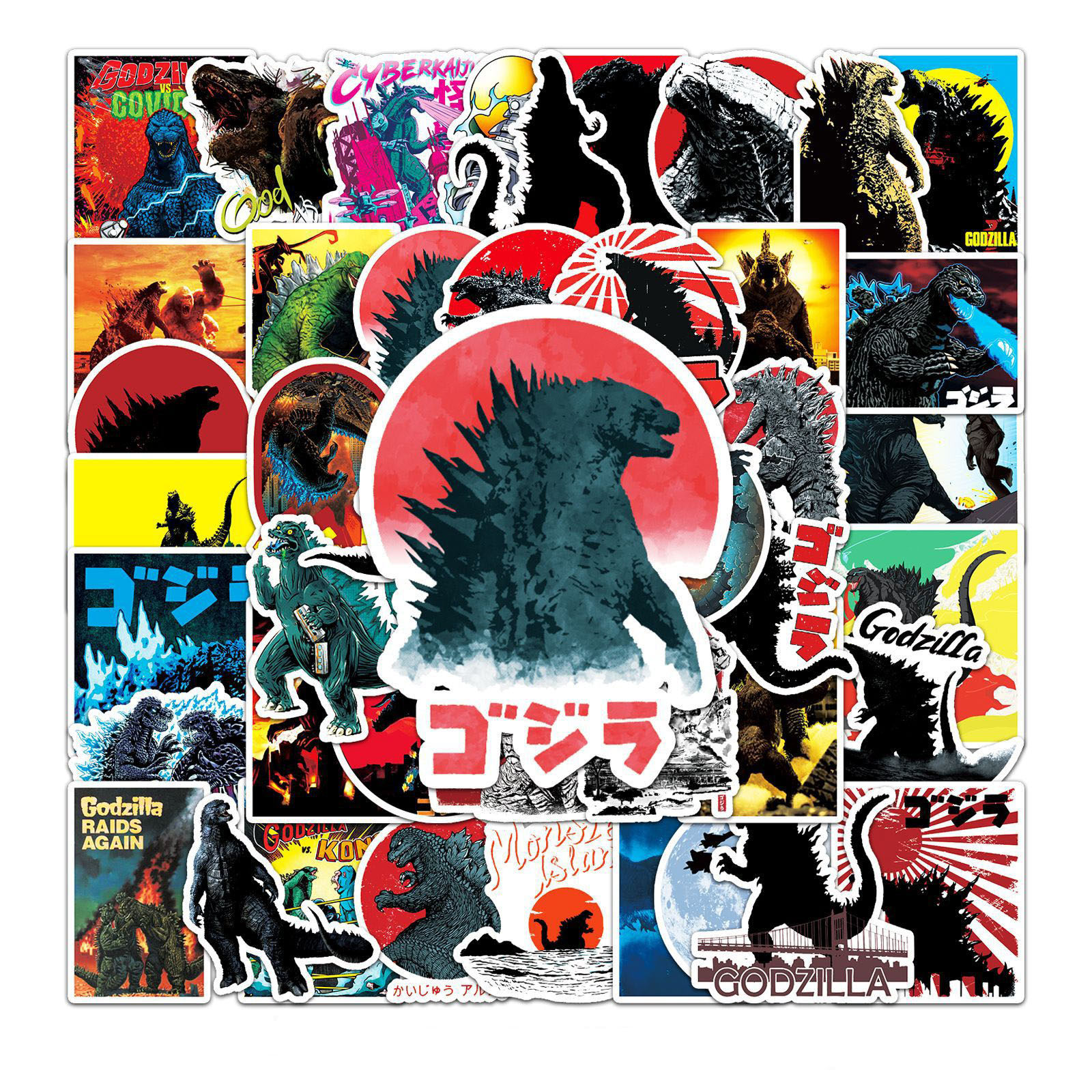 51张哥斯拉godzilla怪兽卡通贴画个性电脑滑板车水杯书包装饰贴纸