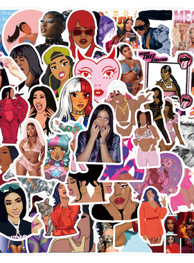 55张美国说唱歌手Megan Thee Stallion涂鸦贴纸行李箱吉他滑板贴