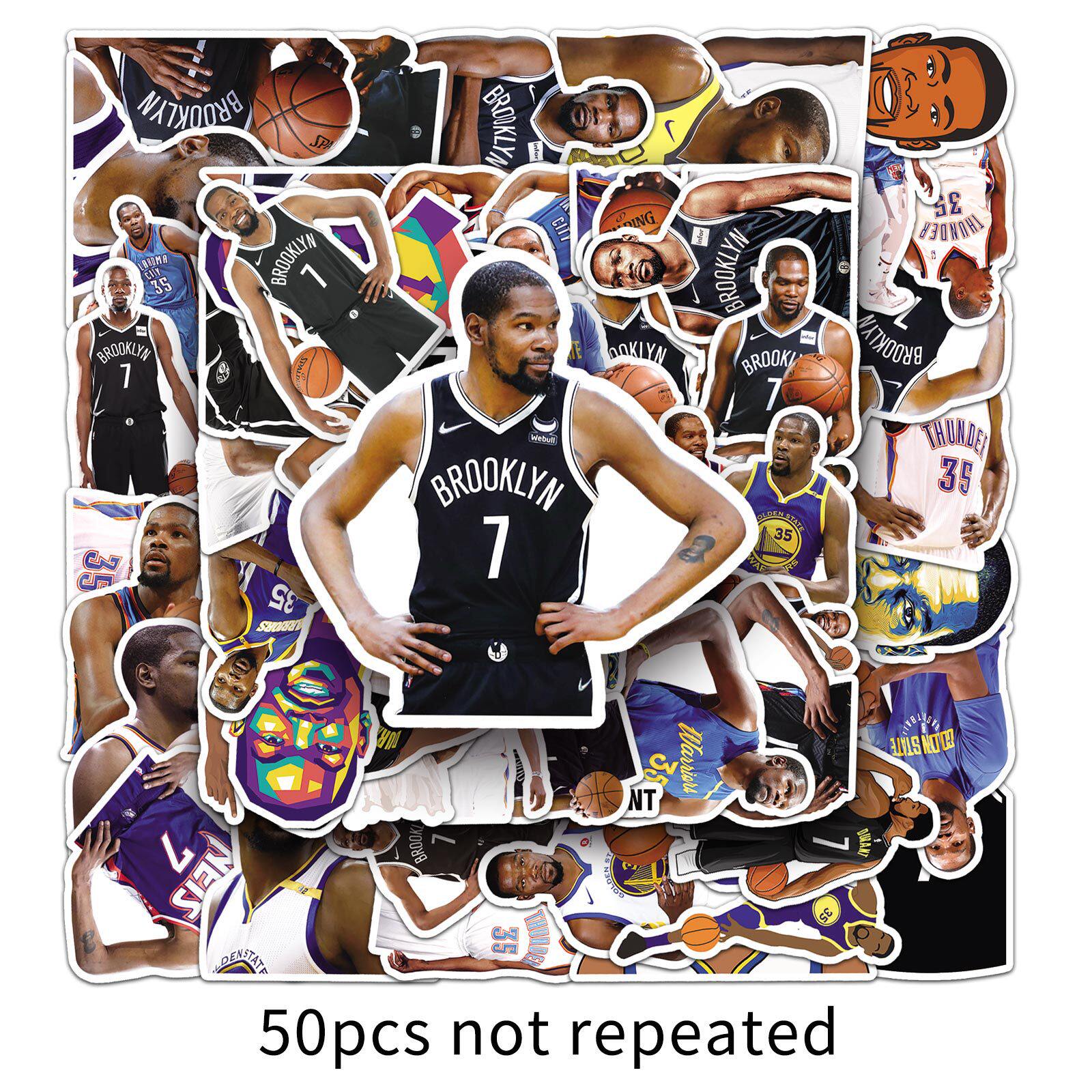 50张nba球星死神杜兰特贴画笔记本电脑水杯旅行箱头盔收纳箱贴纸