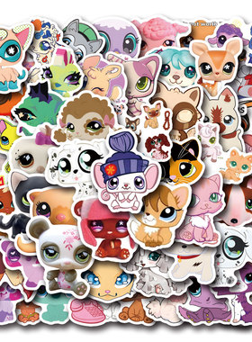 美国经典动画片Littlest Pet Shop小宠物店卡通贴纸行李箱水杯贴