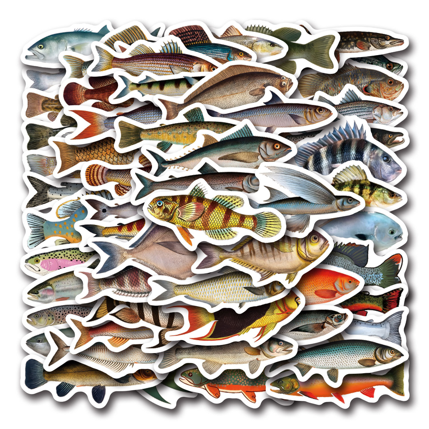 110张海洋Fish深海鱼涂鸦贴纸行李箱笔记本电脑手机鱼缸装饰贴纸