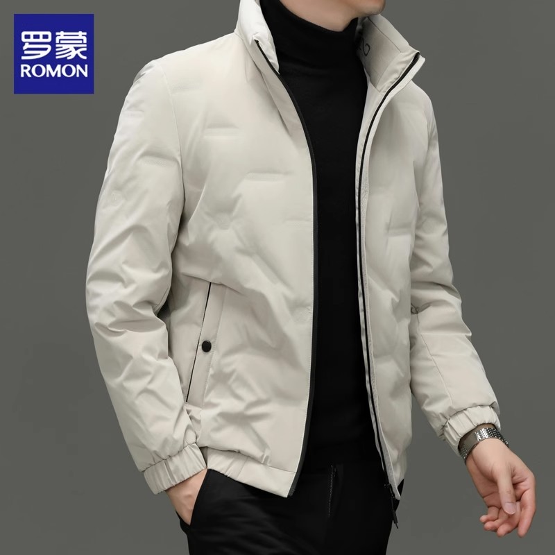 罗蒙轻薄羽绒服男士2025冬季新款高端休闲立领上衣保暖防寒外套男