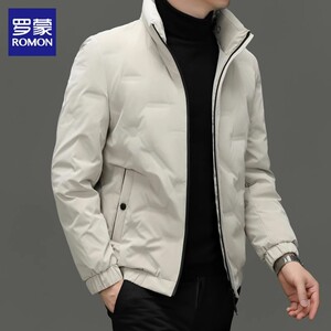 罗蒙轻薄羽绒服男士2025冬季新款高端休闲立领上衣保暖防寒外套男