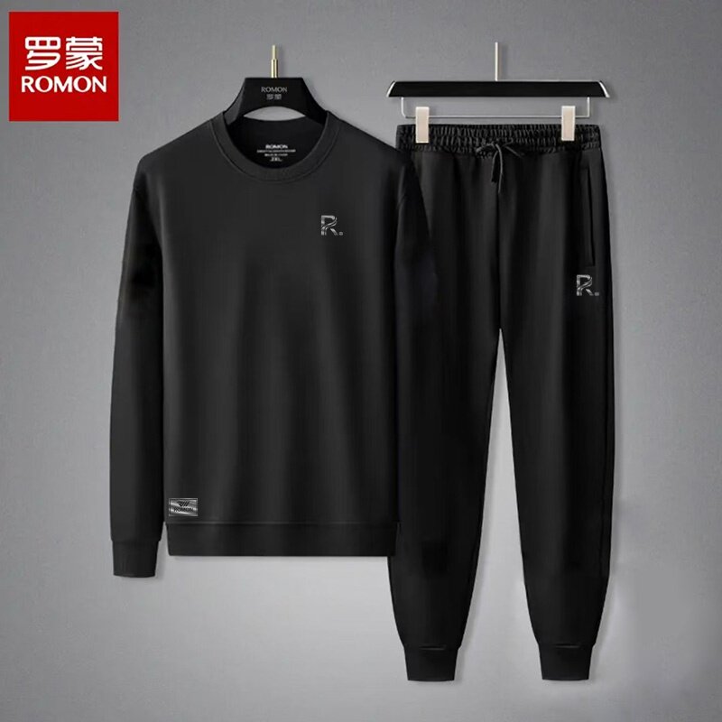 Romon/罗蒙秋冬时尚休闲运动套装男士圆领卫衣搭配束脚卫裤两件套