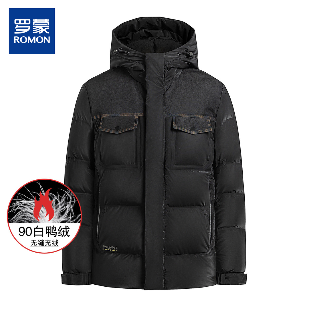 【鸭绒】罗蒙官方正品羽绒服冬季新款加厚保暖工装夹克外套男士