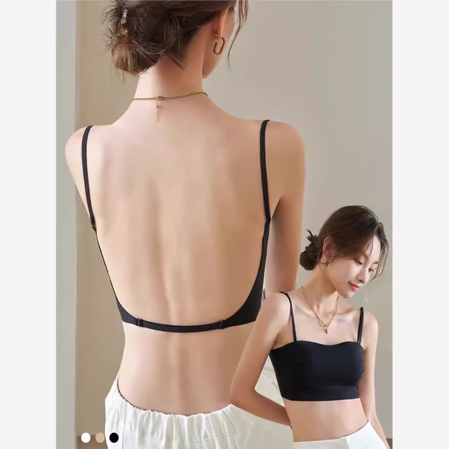 大U型美背内衣女夏季薄款无痕抹胸防走光漏背隐形文胸罩一体裹胸