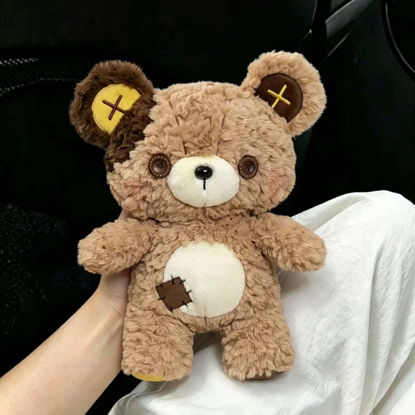 纽扣补丁小熊毛绒玩具