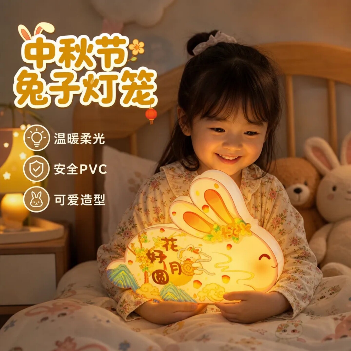 中秋节兔子灯笼儿童手提发光礼物