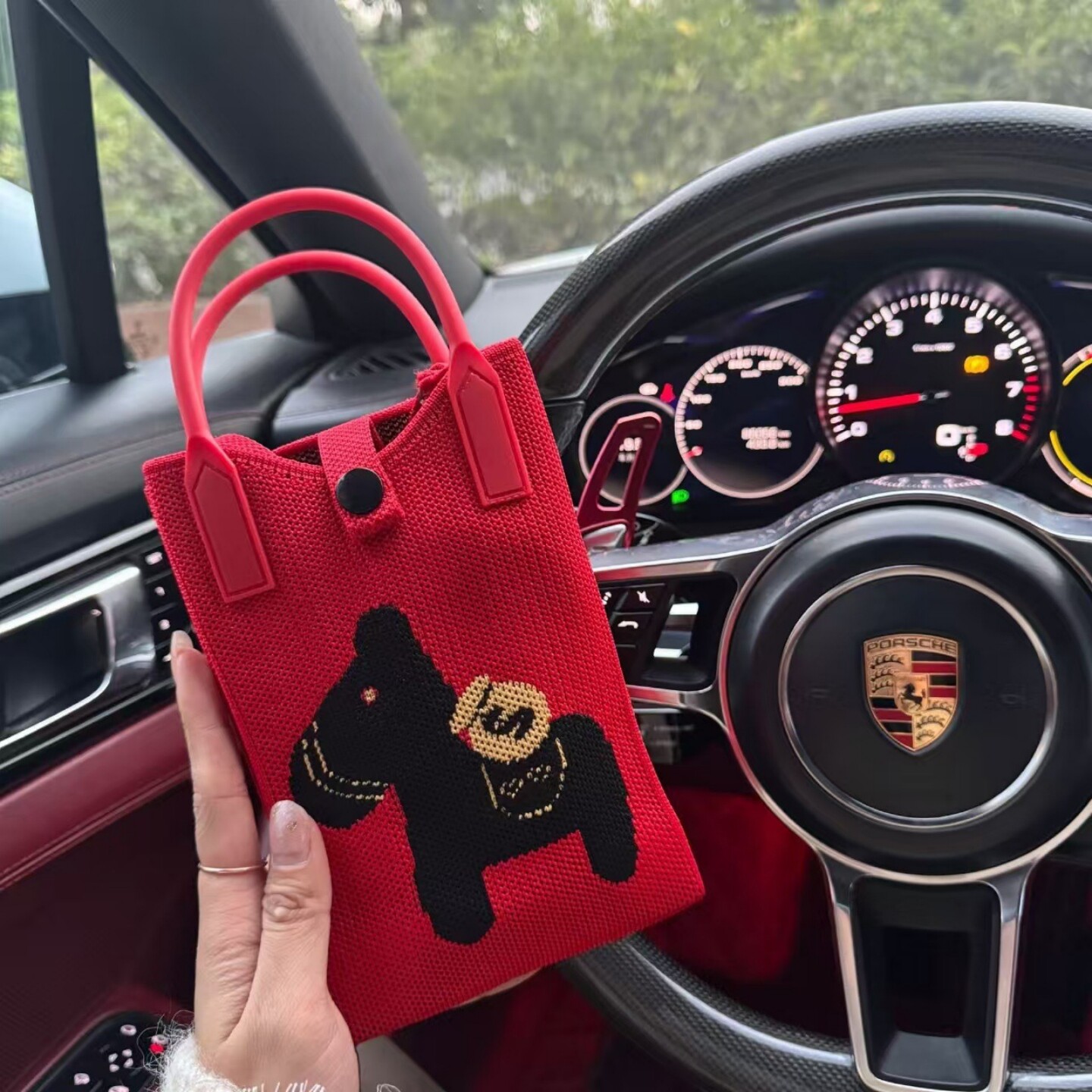 2026马年新年红色针织编织包迷你手提小包包手机包斜挎零钱包礼物